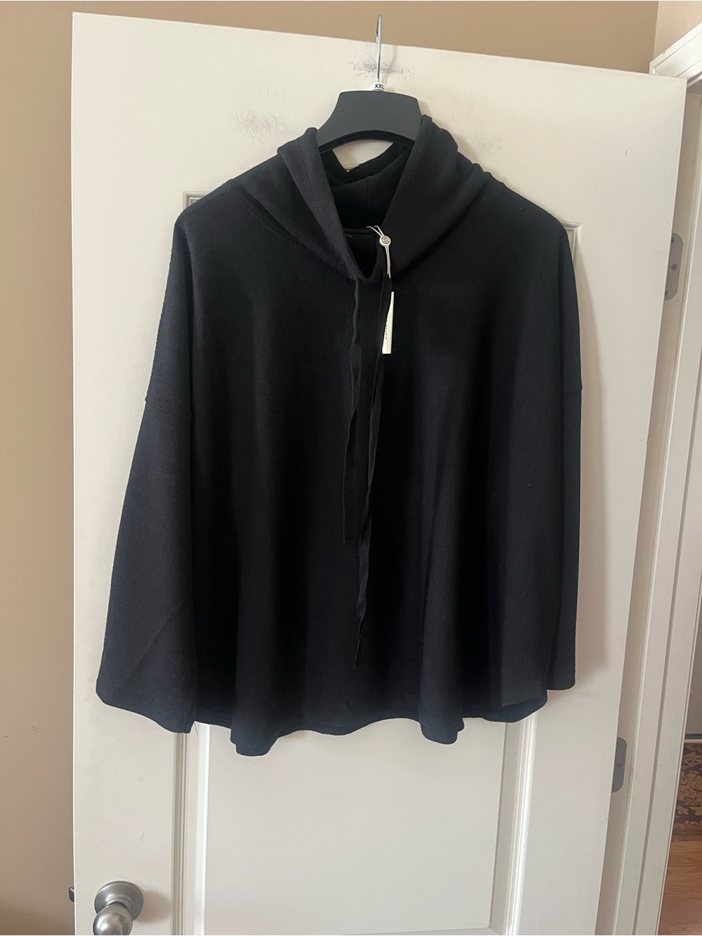Max Studio Rich Black Lightweight Drawstring Cowl Neck Top Size 3X